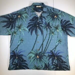 Tommy Bahama Shirt Mens XXL 100% Silk Coconut Palm Tree Short Sleeve